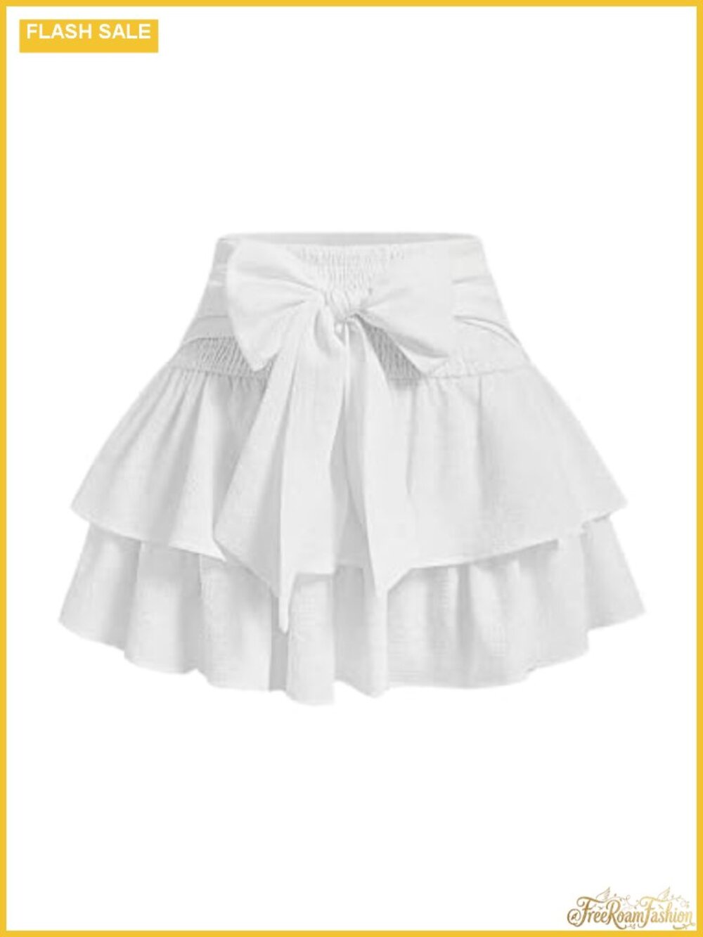 Women's Gingham Ruffle Skirt Shrred Waist Lyerd Skort Bow